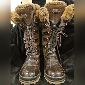 Khombu Dark Brown Winter Boots with Faux Fur